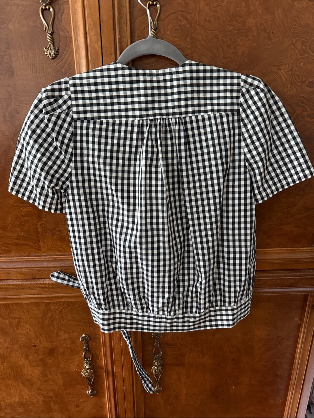 Madewell Black & White Gingham Wrap Blouse - Picture 3 of 3